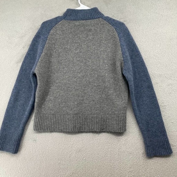 Woolrich Wool Sweater Womens Medium Gray Blue 100% Lambswool Mock Neck Boxy Fit - Picture 4 of 11